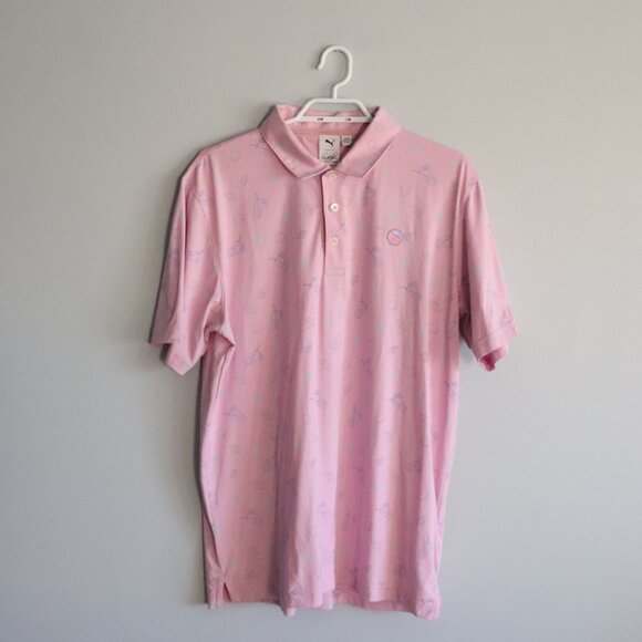 Puma x Arnold Palmer Mens M Umbrella/Lemonade Golf Polo Active Short Sleeve Top - Picture 1 of 13